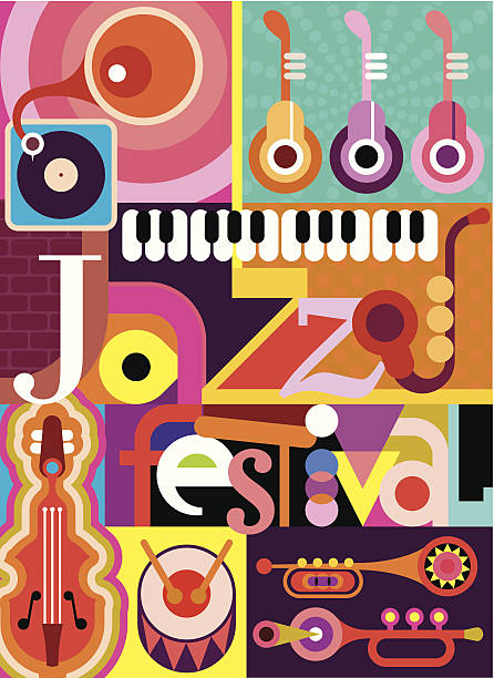 jazz-festival - guitar illustration and painting abstract pattern stock-grafiken, -clipart, -cartoons und -symbole