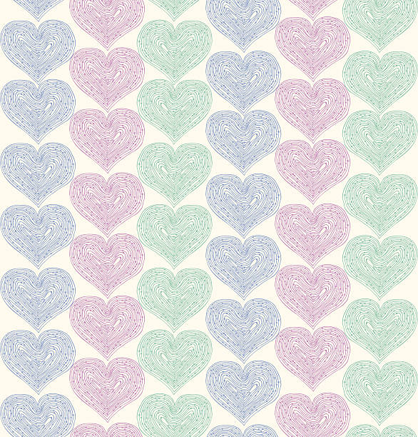 linear verzierten nahtlose muster mit spitzen-herz - ornate swirl heart shape beautiful stock-grafiken, -clipart, -cartoons und -symbole