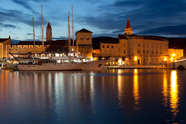 istock Night view of Trogir harbour 453052421