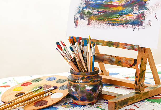istock Art oily paint and brushes 453052559