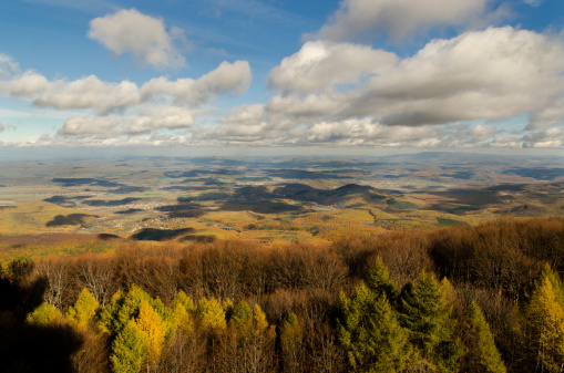 Autumn view with clouds and mountains