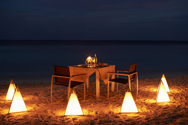 istock Table Set For Evening Meal In Outdoor Restaurant 453054939