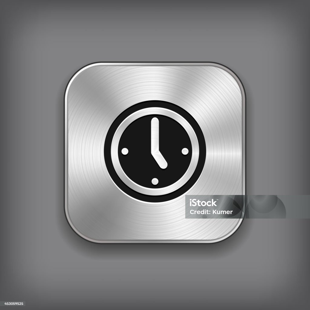 Icône de vecteur horloge-application bouton en métal - clipart vectoriel de Abstrait libre de droits