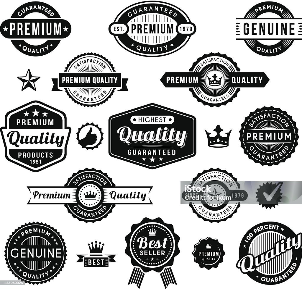 Labels de qualité Premium - clipart vectoriel de D'autrefois libre de droits