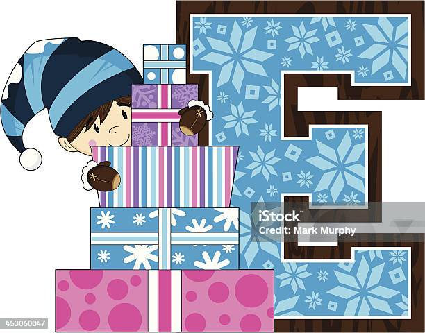 Cute Christmas Elf Learning Letter E Stock Illustration - Download Image Now - Alphabet, Bobble Hat, Cartoon