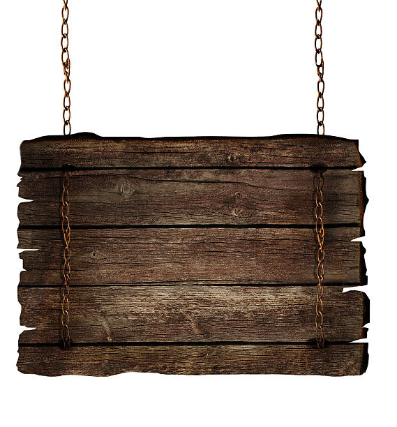 istock Wooden sign on chains 453060275