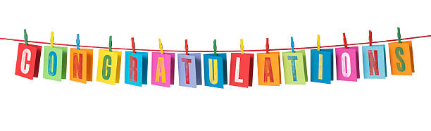 istock Congratulations on greeting cards pegged to red cord 453061435