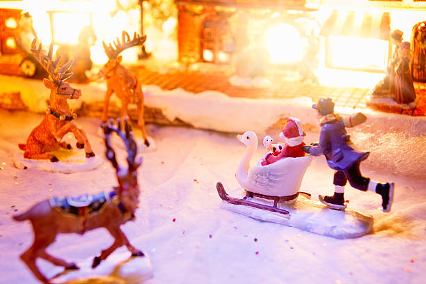 Rush hour in miniature Christmas village