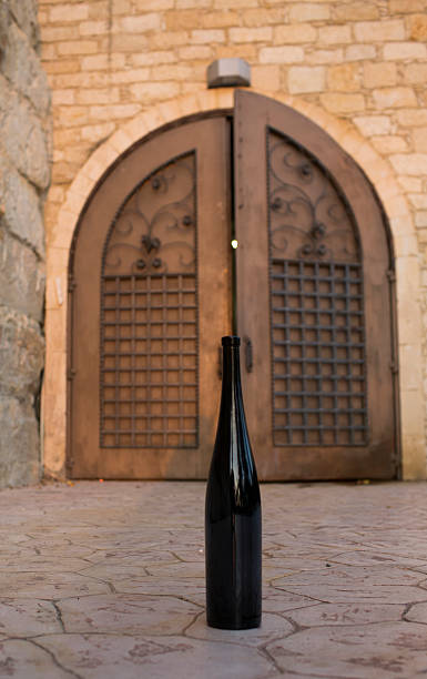 bottiglie di vino - wine wine rack winery black foto e immagini stock