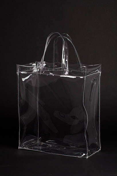 Transparent Plastic Bag on Black stock photo
