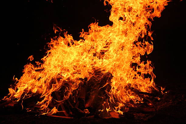 istock Large bonfire with twigs, logs and pine cones 453067205