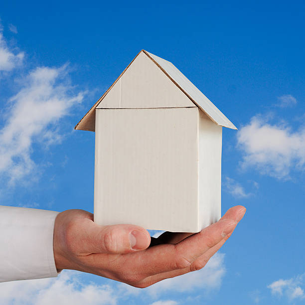 istock Model of small house on the palm 453075511