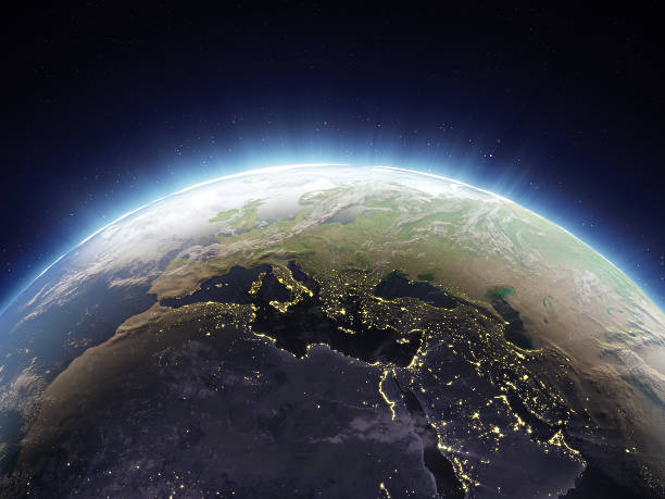 istock Aerial view of the glowing Earth 453077945