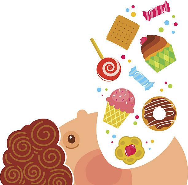 boy eating sweets cartoon boy eating lots of sweets fat kid ice cream cartoons stock illustrations