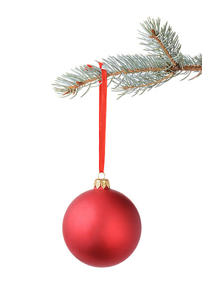 istock blue spruce twig with christmas ball 453080299