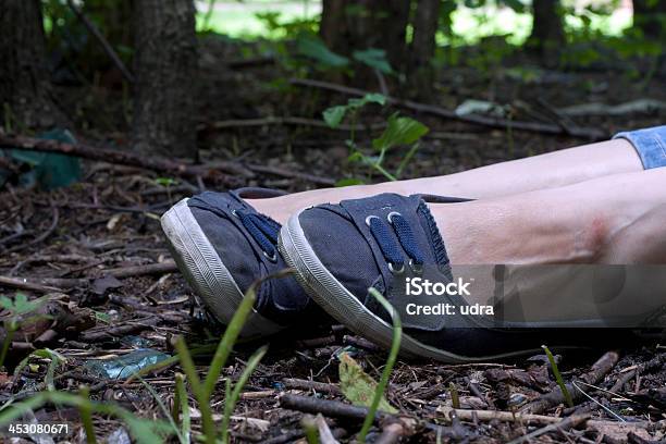 Woman Legs In The Forest Stock Photo - Download Image Now - Women, Dead Person, One Woman Only