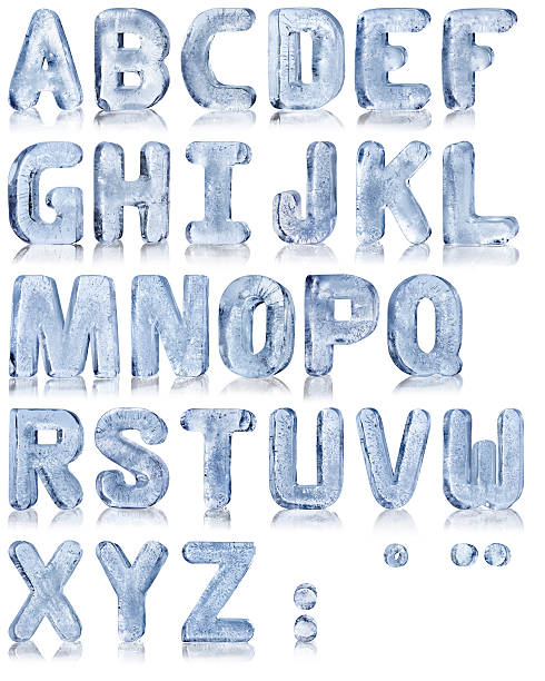 Ice alphabet frozen water in the shape of the alphabet ice stock pictures, royalty-free photos & images