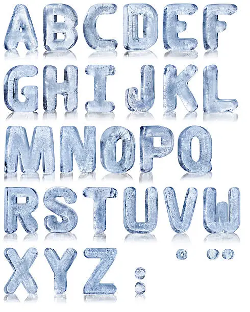 frozen water in the shape of the alphabet