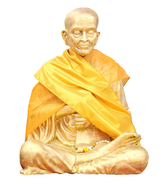 estatua aislado fotografía de para monje budista - monk meditating thailand bangkok fotografías e imágenes de stock