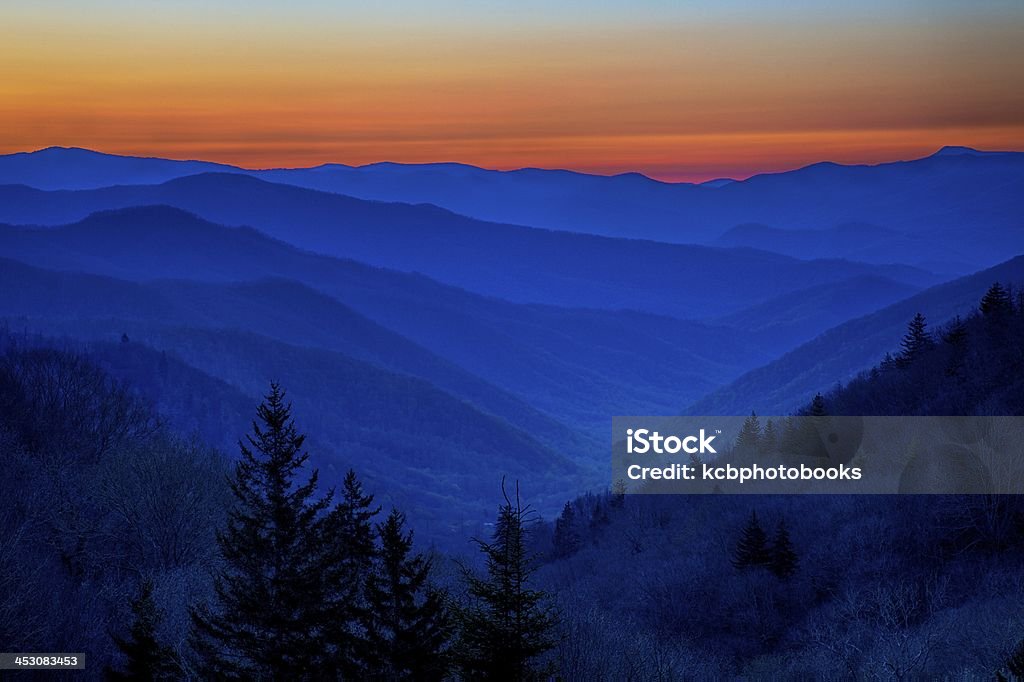 Great Smoky Mountains at Sunrise Sunrise in the Great Smoky Mountains on a clear morning. Great Smoky Mountains National Park Stock Photo