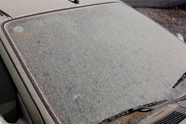 Dirty car windshield stock photo