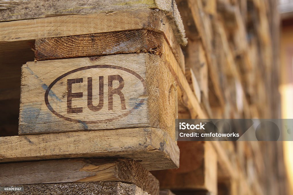 Euro pallet Close-up of a Euro- pallets in a stack Pallet - Industrial Equipment Stock Photo