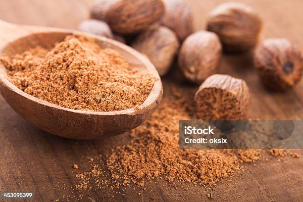 Ground Nutmeg Stock Photo - Download Image Now - Backgrounds, Brown, Close-up