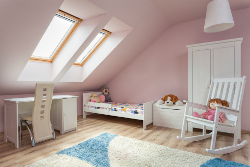 Urban apartment - cute girl's room with white furniture