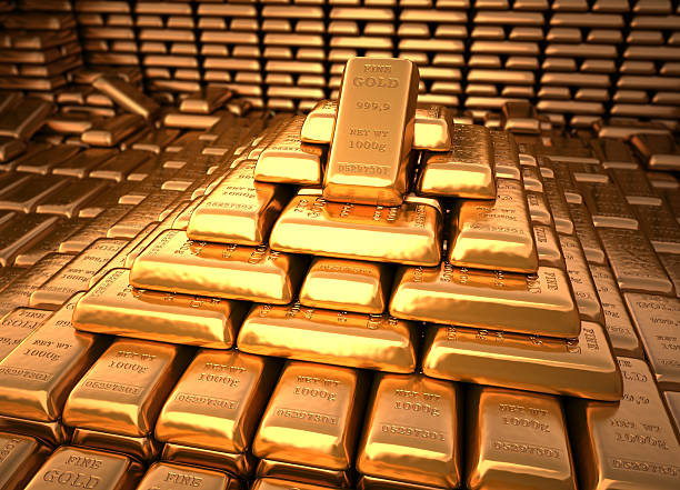 istock Gold  bullion in bank. 453096157