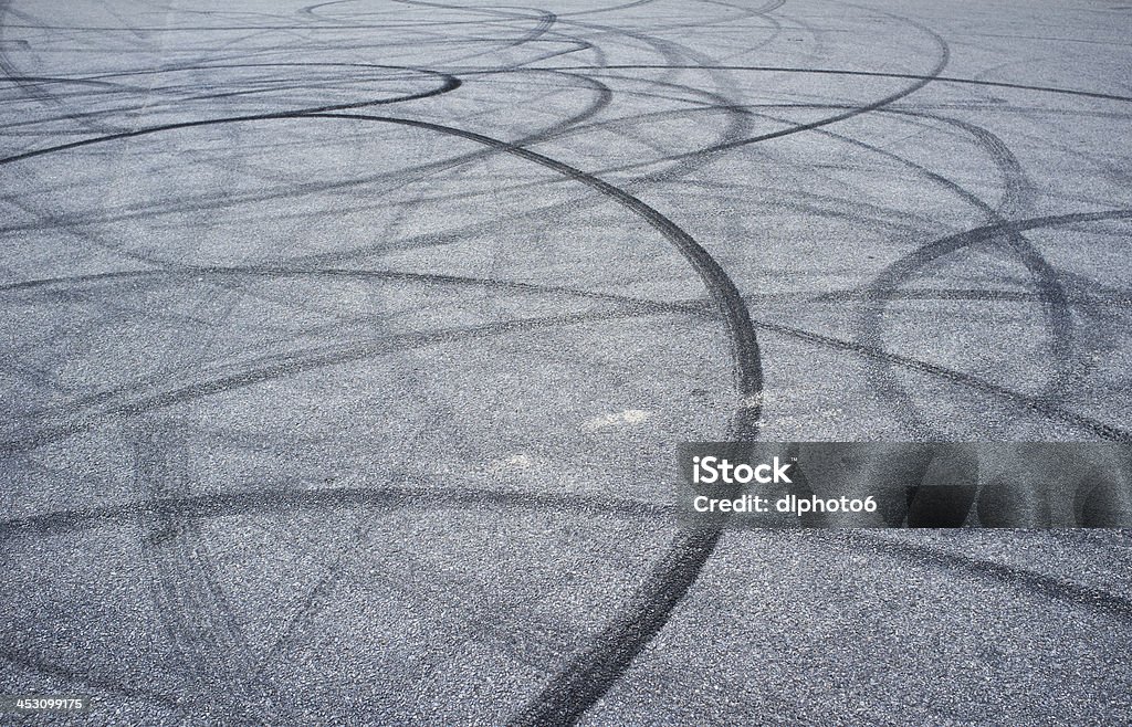 Burnout Tyre burnout marks on asphalt road Car Stock Photo