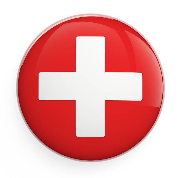 Emergency Symbol Medical cross icon isolated on white. swiss flag photos stock pictures, royalty-free photos & images