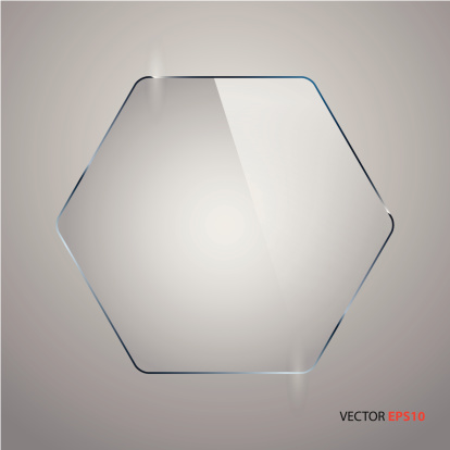 Vector of hexagonal glass frame with space for your text.