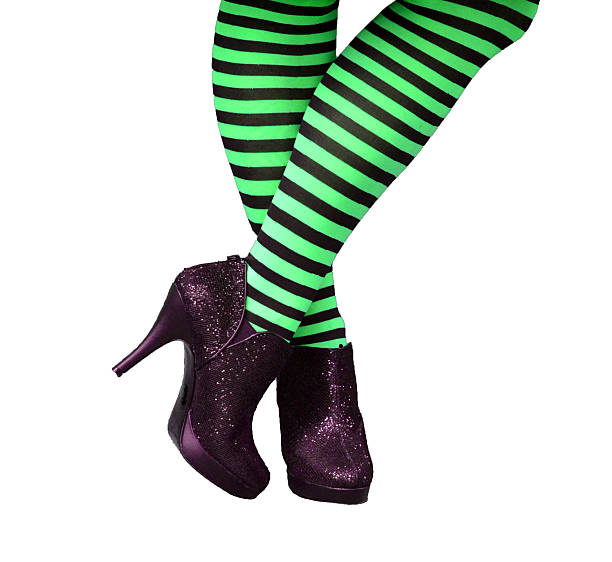 Green and Black Striped Legs stock photo