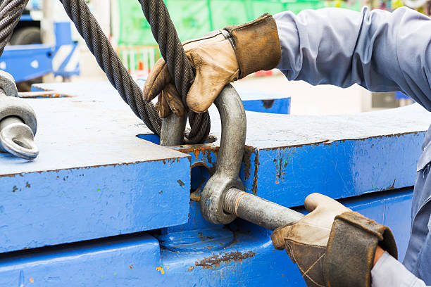 istock Fitting bolt anchor shackle with wire rope sling 453105707