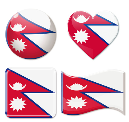 Nepal Flags & Icon Set Isolated on White
