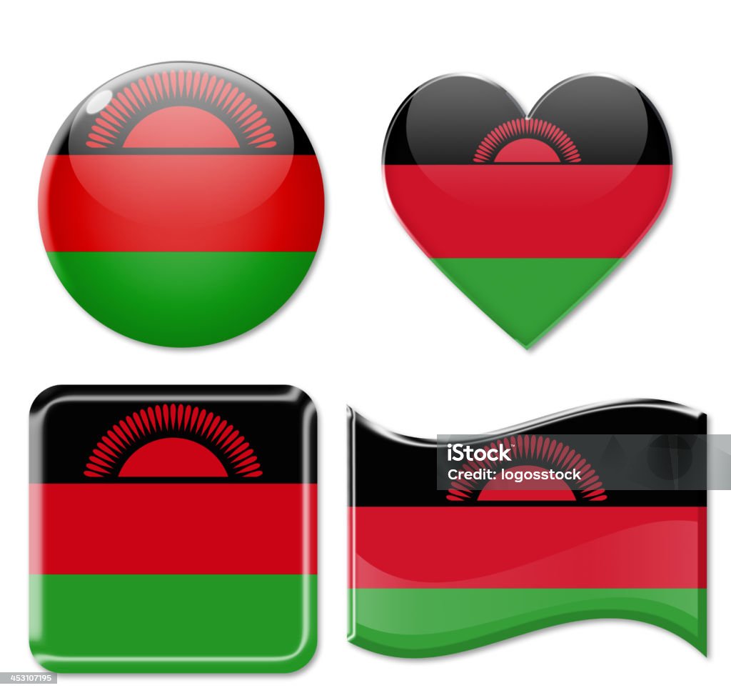 Malawi Flags & Icon Set Malawi Flags & Icon Set Isolated on White Badge Stock Photo