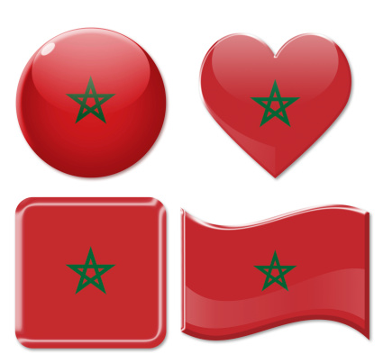 Morocco Flags & Icon Set Isolated on White