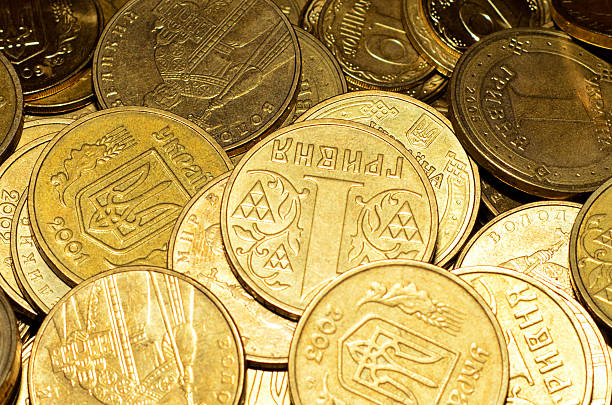 Coins close up stock photo