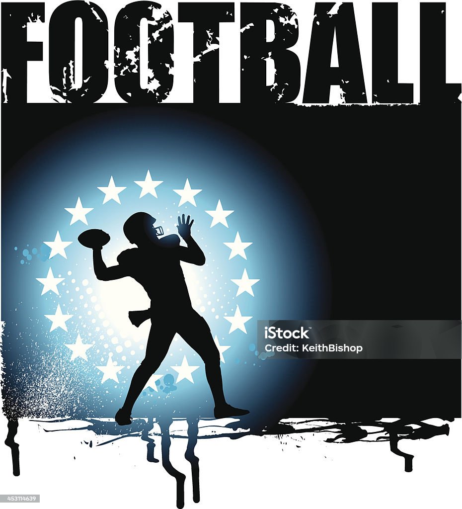 American Football Player-Quarterback-All-Star Grunge con - arte vettoriale royalty-free di All star - Sportivo