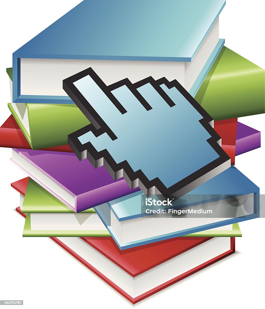 Books with hand cursor Books with hand cursor, EPS file version 10.Contains transparent objects (shadows) Banking stock vector