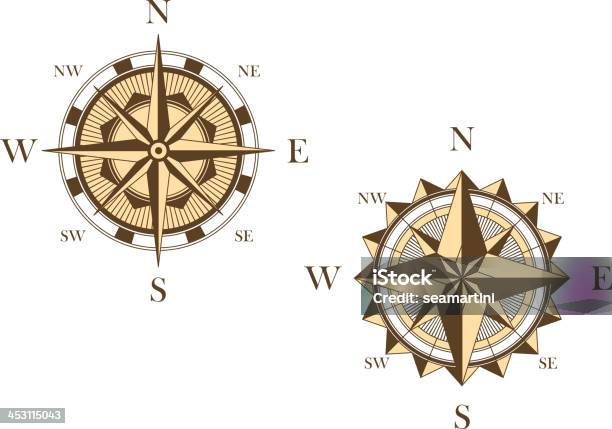 Two Vintage Compasses Stock Illustration - Download Image Now - Adventure, Ancient, Antique