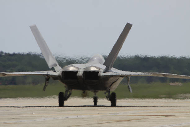 istock F-22 Raptor on Taxiway 453115203