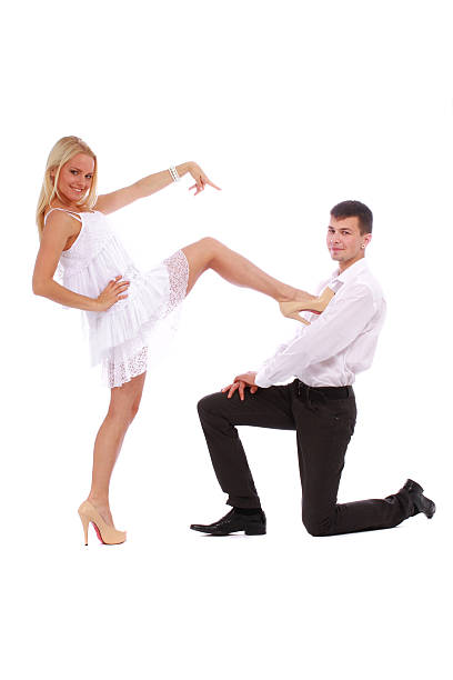 istock Young couple dressed in a white clothes posing 453115591