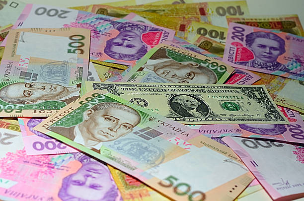 Dollar of the USA and Ukrainian Hryvnia stock photo