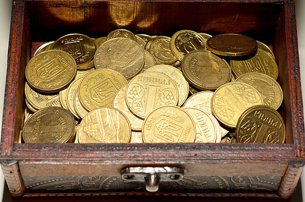 Coins close up stock photo