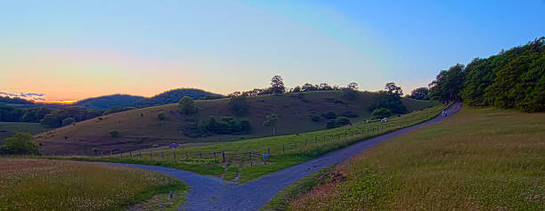 de manhã cedo sobre azul ridge parkway - panoramic great appalachian valley the americas north america - fotografias e filmes do acervo