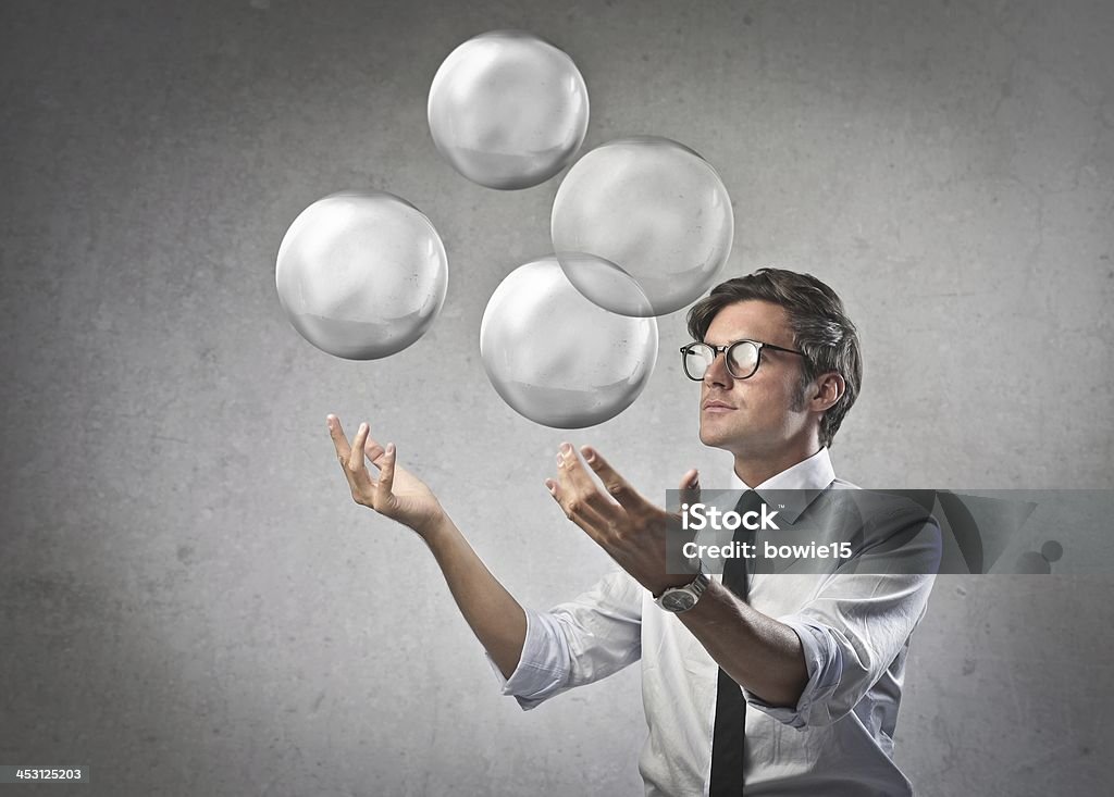 Bubbles a man plays with some bubbles Adult Stock Photo