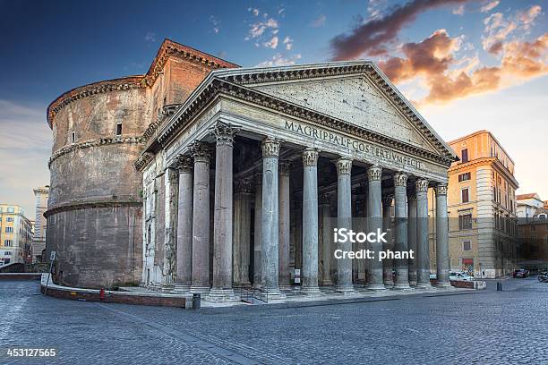 Pantheon In The Morning Rome Italy Stock Photo - Download Image Now - Pantheon - Rome, Rome - Italy, Roma Province