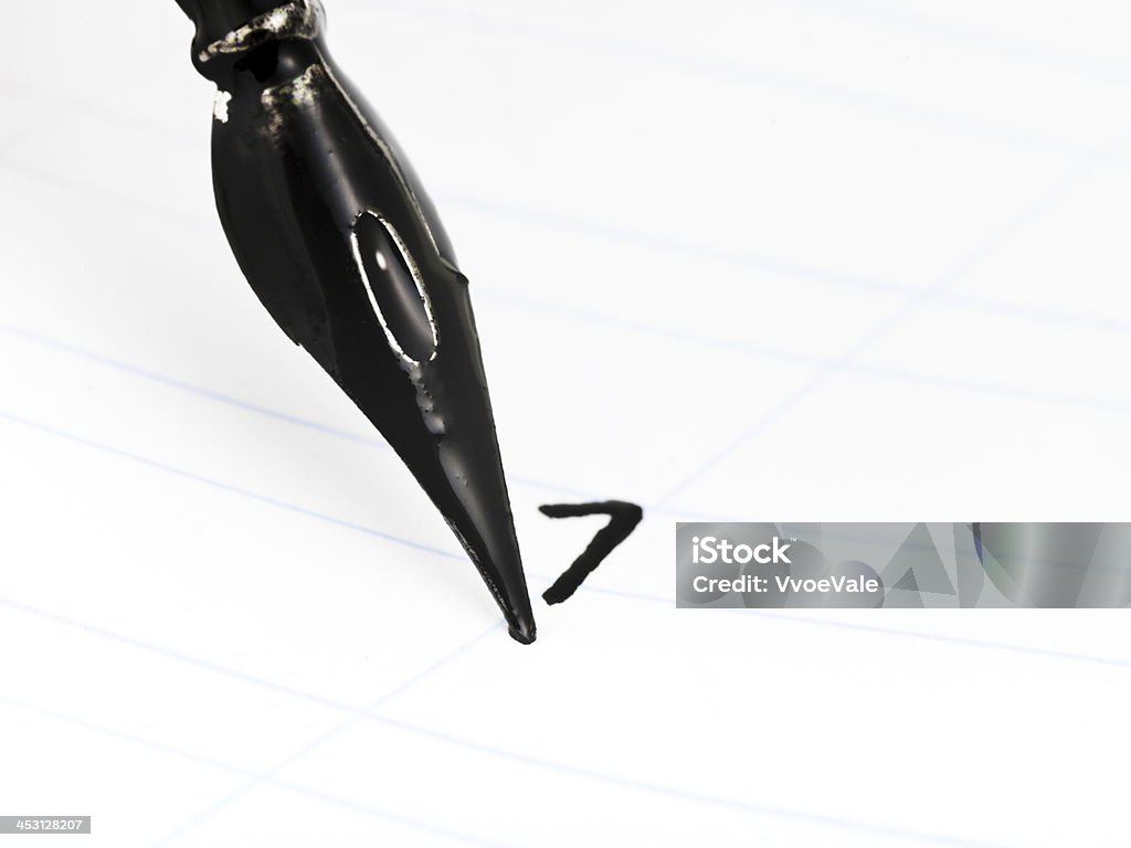 dot the I by black ink dot the I with metal nib of drawing pen by black ink Alphabet Stock Photo