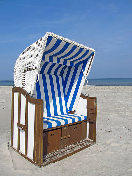 Beach chair at the Baltic Sea stock photo